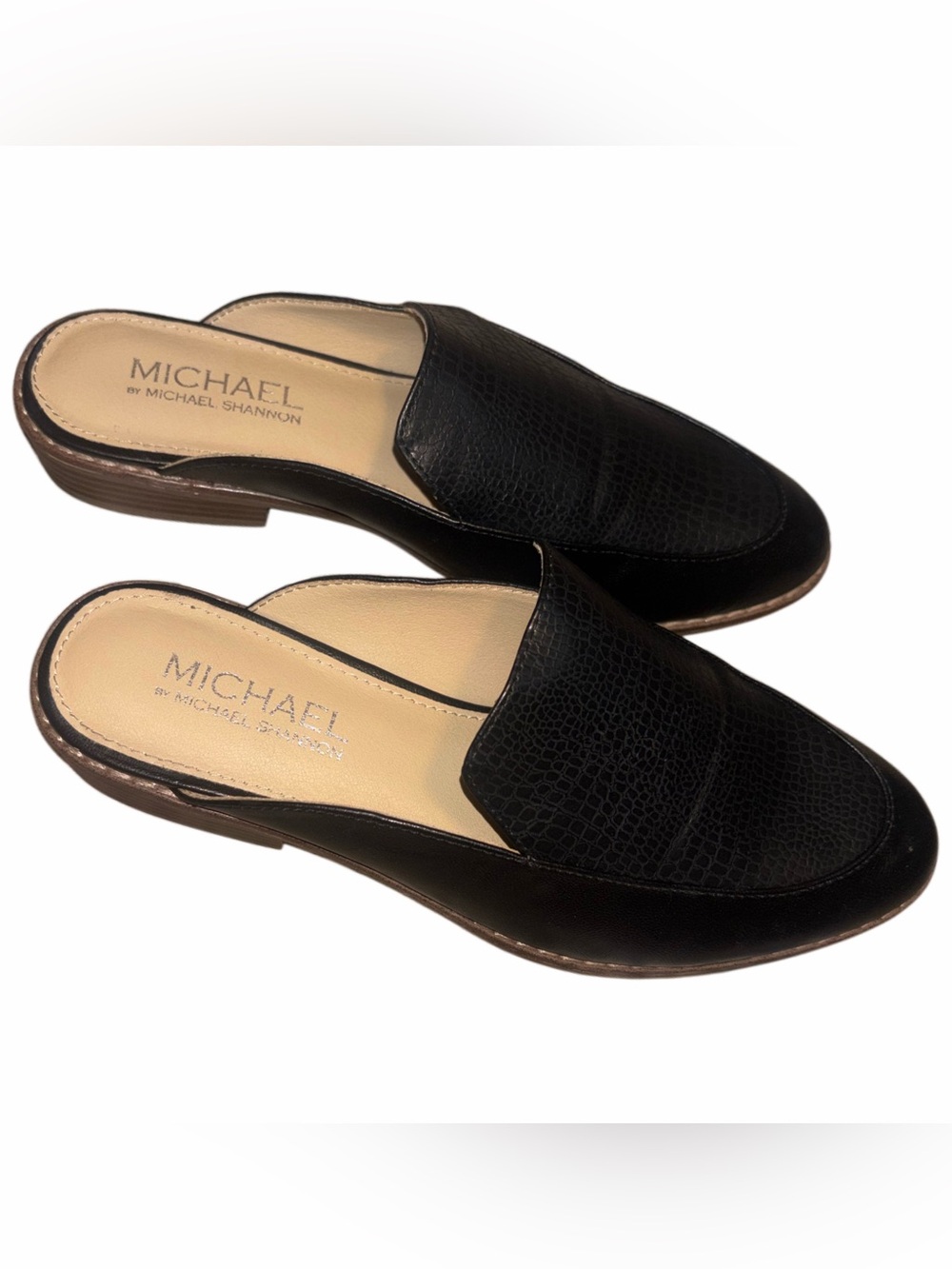 Michael Shannon Black Leather Slip-On Mules